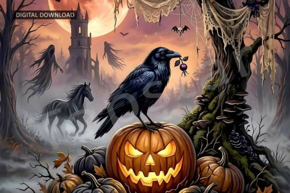 Download Creepy Forest Halloween Pumpkin Decor - Creepy Collection
