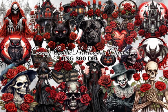 Download Creepy Gothic Halloween Clipart Bundle - Creepy Collection