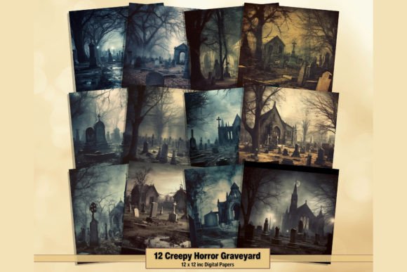 Download Creepy Horror Graveyard Digital Papers - Creepy Collection