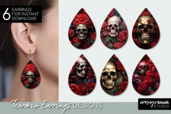 Download Skull 3D Teardrop Earring Sublimation - Earring sublimation Collection