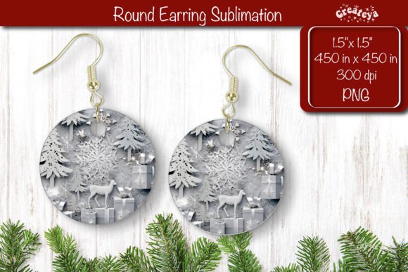 Download Christmas Round Earring Sublimation - Earring sublimation Collection