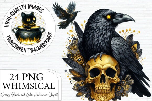 Download Creepy Black and Gold Halloween Clipart - Creepy Collection