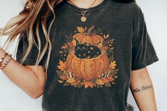 Download Cute Cat in Pumpkin Autumn Fall Art - Fall Collection