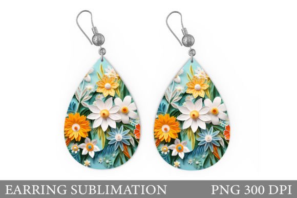 Download 3D Flowers Earring Sublimation - Earring sublimation Collection