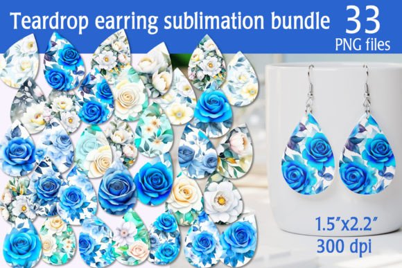 Download Blue Flower Teardrop Earring Sublimation - Earring sublimation Collection