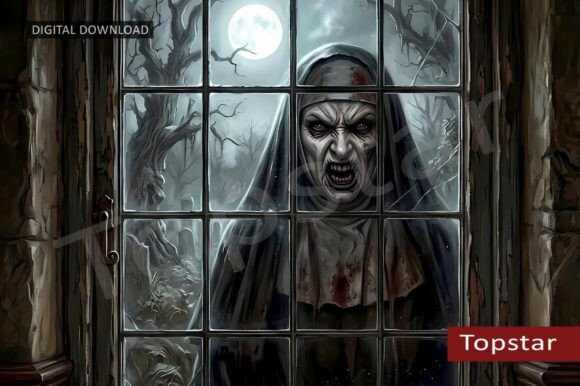 Download Scary Nun Creepy Old Face Spooky Window - Creepy Collection
