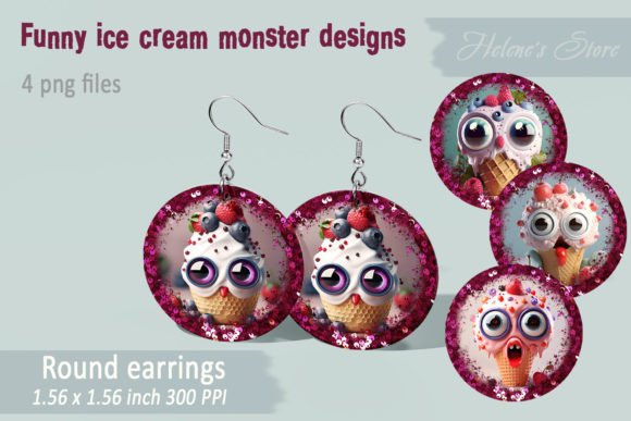 Download Ice Cream Round Earring Sublimation PNG - Earring sublimation Collection